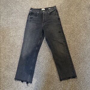 Citizens Of Humanity Sabine Jeans Women’s 26 Gray Straight High Rise Raw Hem